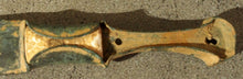Load image into Gallery viewer, Bronze dagger with limestone inlay.