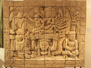 Javanese terracotta panel 14th-15th century. Abduction of Sita.